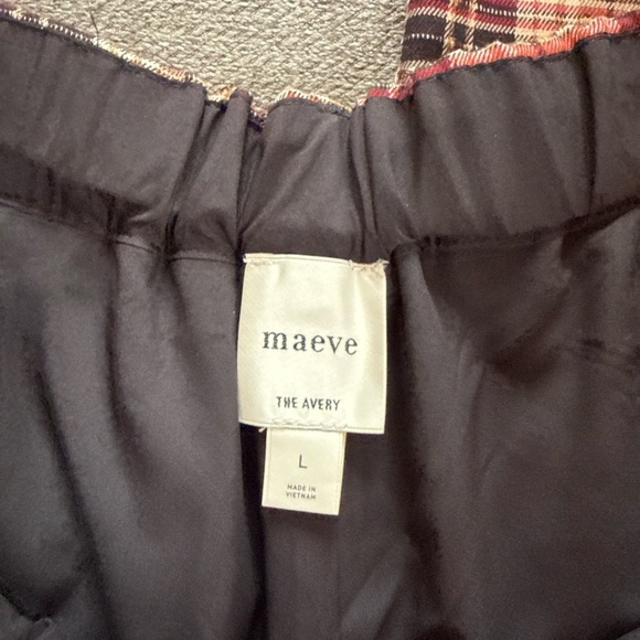 Anthropologie Avery Pleated Wide-Leg Preppy Trousers by Maeve Plaid Sparkle Sz L - Picture 4 of 7